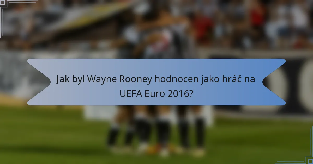 Jak byl Wayne Rooney hodnocen jako hráč na UEFA Euro 2016?