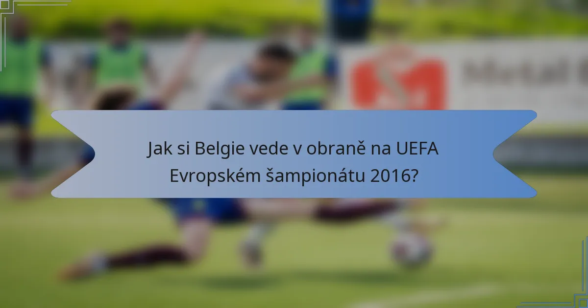 Jak si Belgie vede v obraně na UEFA Evropském šampionátu 2016?