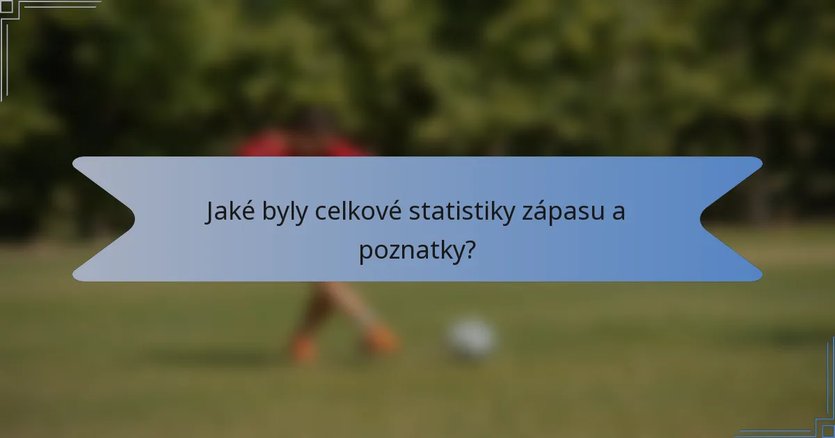 Jaké byly celkové statistiky zápasu a poznatky?