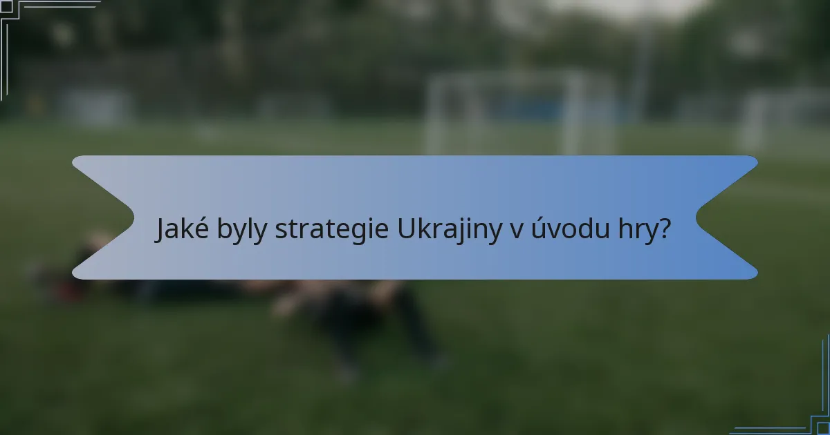 Jaké byly strategie Ukrajiny v úvodu hry?