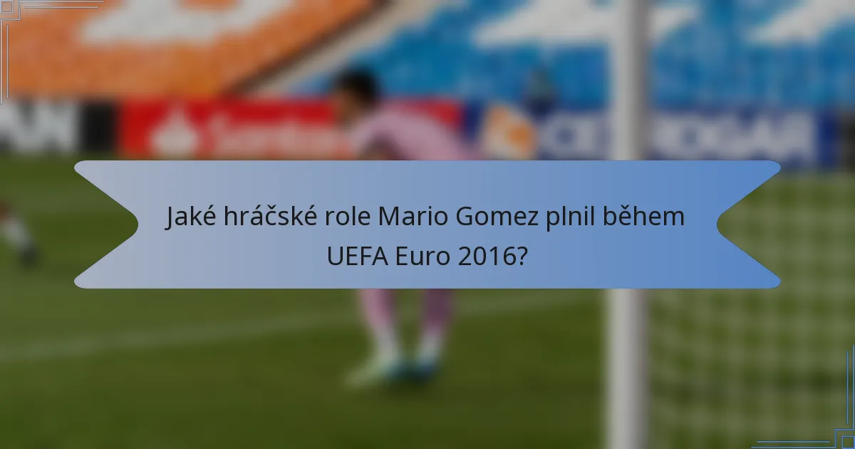 Jaké hráčské role Mario Gomez plnil během UEFA Euro 2016?